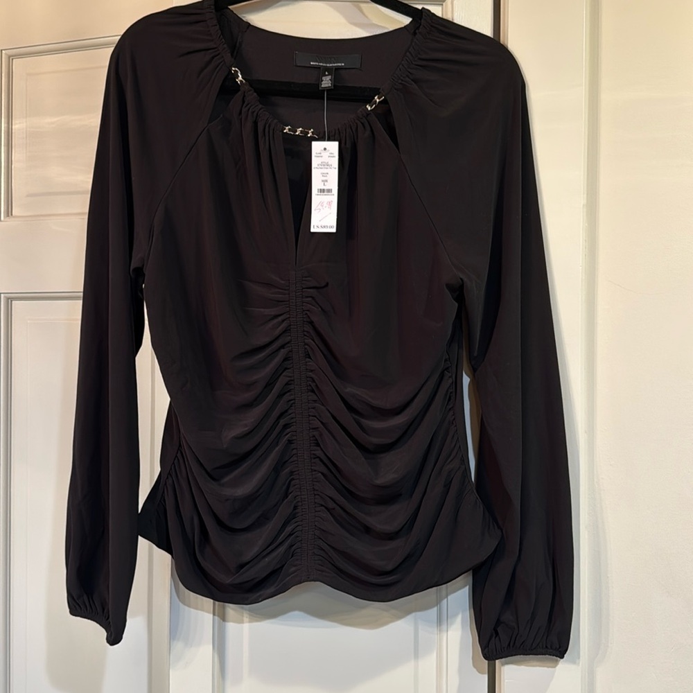 WHBM black long sleeve top size Large